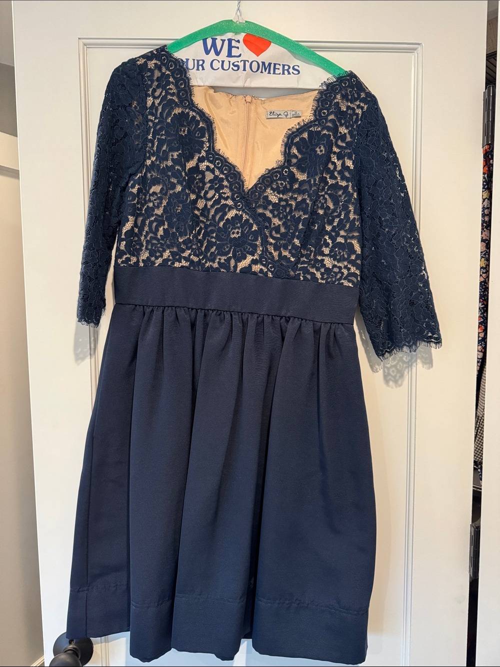 Women’s Navy Lace Fit-and-Flare Dress